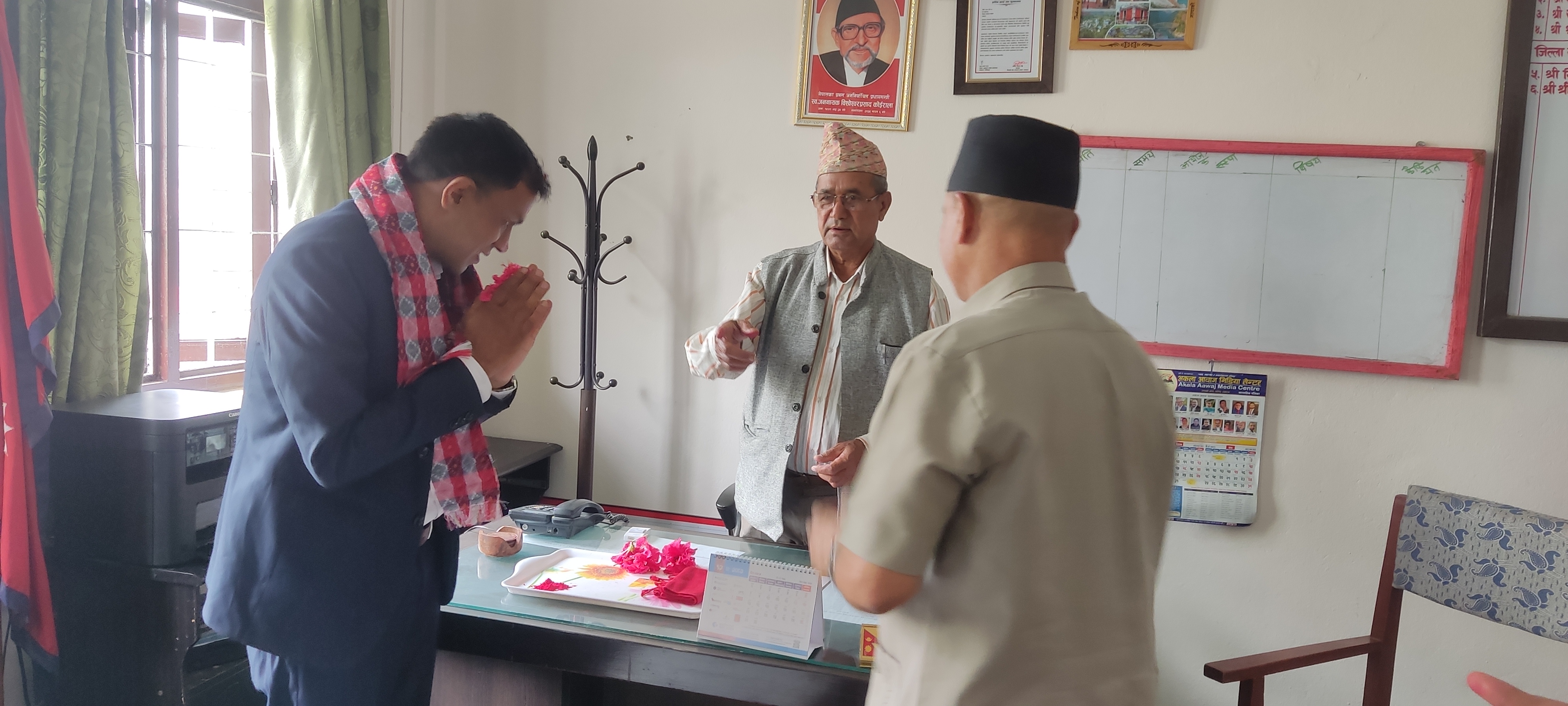 नवआगन्तुक जिल्ला समन्वय अधिकारी नवराज बरालज्यूको स्वागत गर्दाका झलकहरु